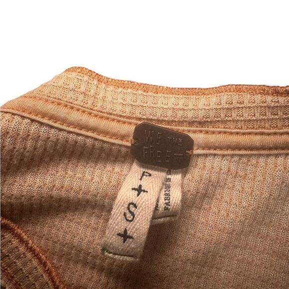 We the Free Orange Oversized Long Sleeve Waffle Knit Shirt Size Small - Picture 3 of 6